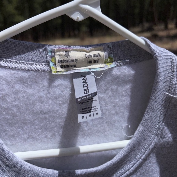 NWOT Hand Crafted gray sweatshirt with quilted patch - Picture 8 of 15